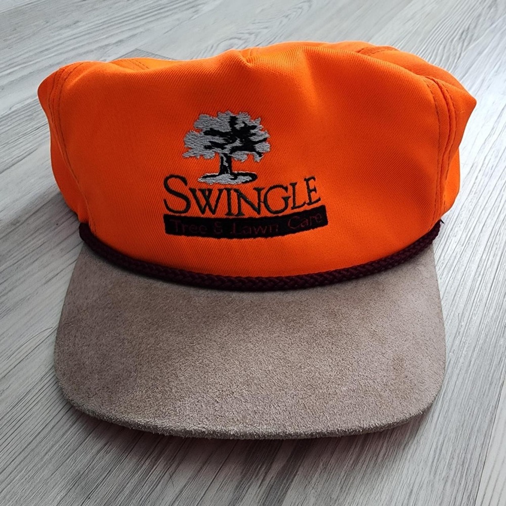 Vintage blaze orange rope‎ hat with suede brim